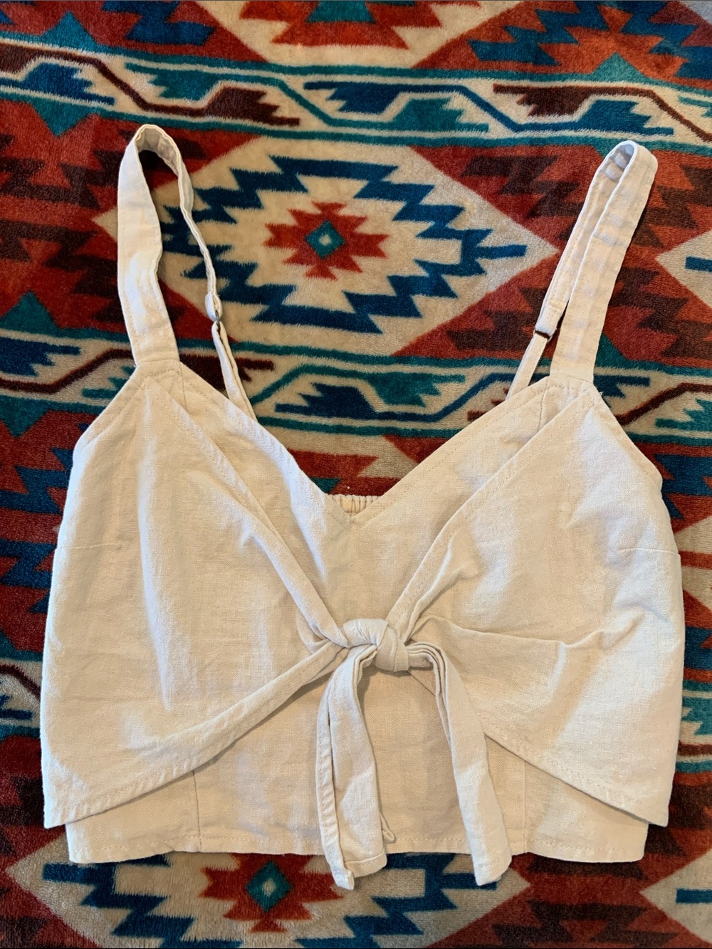 Abercrombie & Fitch Cream Smocked Strap Tank